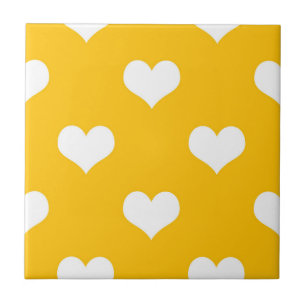 Gelbe weiße Liebe Herzdesign Fliese