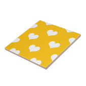 Gelbe weiße Liebe Herzdesign Fliese (Seite)