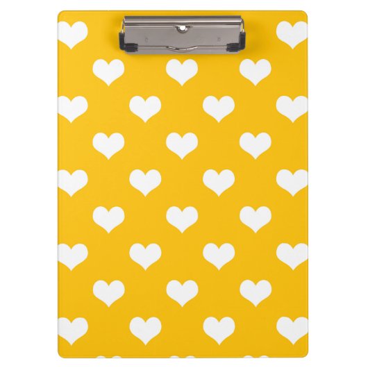 Gelbe weiße Liebe Herzdesign Klemmbrett (Vorderseite)