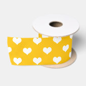 Gelbe weiße Liebe Herzdesign Satinband (Spule)