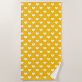 Gelbe weiße Liebe Herzdesign Strandtuch (Vorderseite)