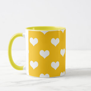 Gelbe weiße Liebe Herzdesign Tasse