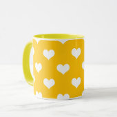 Gelbe weiße Liebe Herzdesign Tasse (Vorderseite Links)
