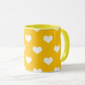 Gelbe weiße Liebe Herzdesign Tasse (VorderseiteRechts)
