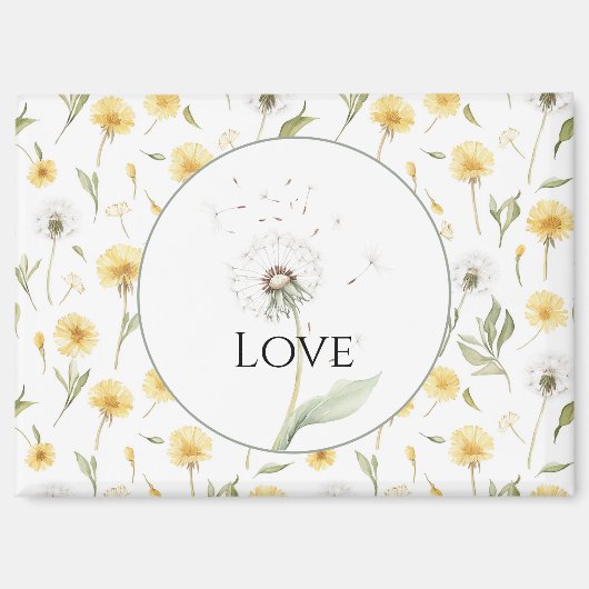Gelbe weiße Löwenzahn Blumen Liebe Magnet (Vorderseite)