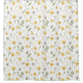 Gelbe weiße Löwenzahnblumen Duschvorhang (Vorderseite)