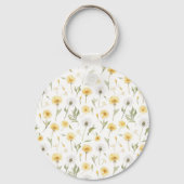 Gelbe weiße Löwenzahnblumen Schlüsselanhänger (Rückseite)