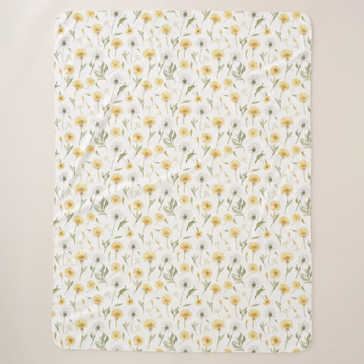 Gelbe weiße Löwenzahnblumen Sherpadecke (Vorderseite)