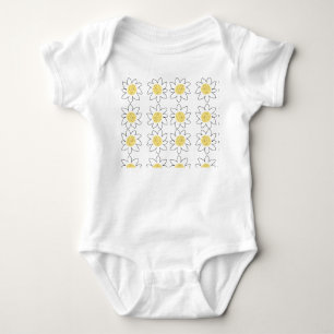 Gelbe weiße Margeriten-Blumenmuster-Wasserfarbenku Baby Strampler