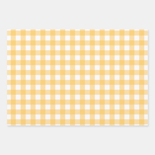Gelbe weiße Muster Gingham Dots Streifen Geschenkpapier Set (Vorderseite)