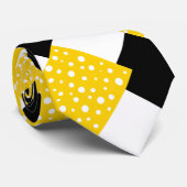 Gelbe weiße Polka Punkte Schwarz & Weiß Geometrisc Krawatte (Gerollt)