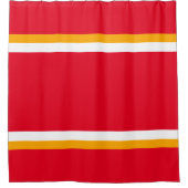Gelbe, weiße Streifen auf hellroten Streifen Duschvorhang (Vorderseite)