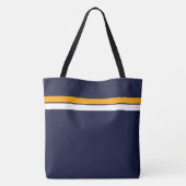Gelbe, weiße Streifen auf Navy Blue Tasche (Rückseite)