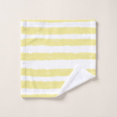 Gelbe weiße Streifen Badhandtuch Set (Waschlappen)