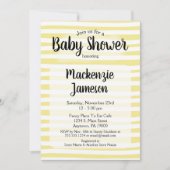 Gelbe weiße Streifen Kinderdusche Einladung (Vorderseite)