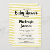 Gelbe weiße Streifen Kinderdusche Einladung (Vorne/Hinten)