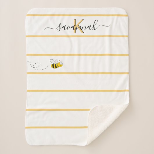 Gelbe weiße Streifen niedliches Bienenmonogramm-Sk Sherpadecke (Vorderseite)