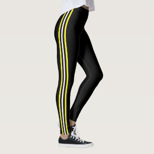 Gelbe weiße Streifen Schwarze Leggings Farbe