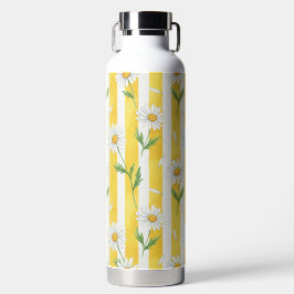 GELBE & WEISSE STREIFEN & WEISSE GÄNSEBLÜMCHEN TRINKFLASCHE