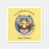 Gelbe weiße Taube Religiöse katholische Bestätigun Serviette (Vorderseite)
