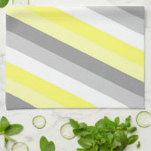 Gelbe, weiße und graue Streifen Geschirrtuch (Gefaltet)