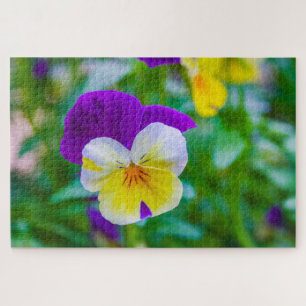 Gelbe, weiße und lila Blume Puzzle