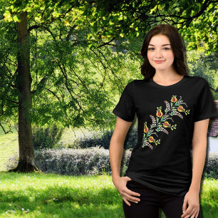 gelbe, weiße ungarische Blumenmotive Tri-Blend Shirt
