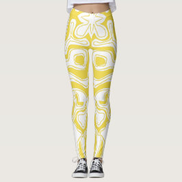 Gelbe weiße Wirbel Abstrakt Leggings