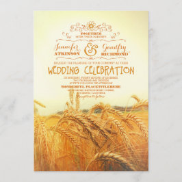 Gelbe Weizenfeld rustikale Vintage Hochzeit lädt e Einladung