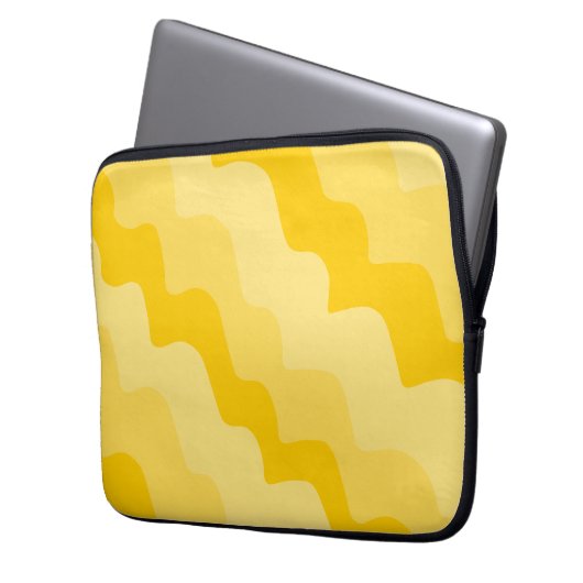 Gelbe Wellen Laptopschutzhülle (Vorderseite Links)