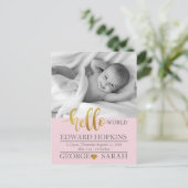 Gelbe Welt Baby Fotograf Ankündigung neu Postkarte (Stehend Vorderseite)