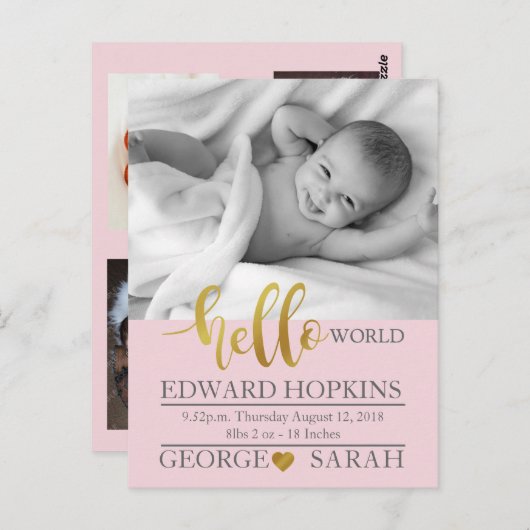 Gelbe Welt Baby Fotograf Ankündigung neu Postkarte (Vorne/Hinten)