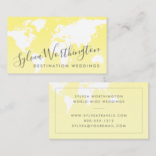 Gelbe Weltkarte Visitenkarte (Vorne/Hinten)