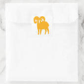 Gelbe Widder-Silhouette Quadratischer Aufkleber (Tasche)