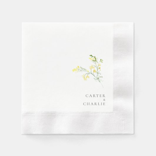 Gelbe Widlblumen Hochzeitscocktail Serviette (Vorderseite)