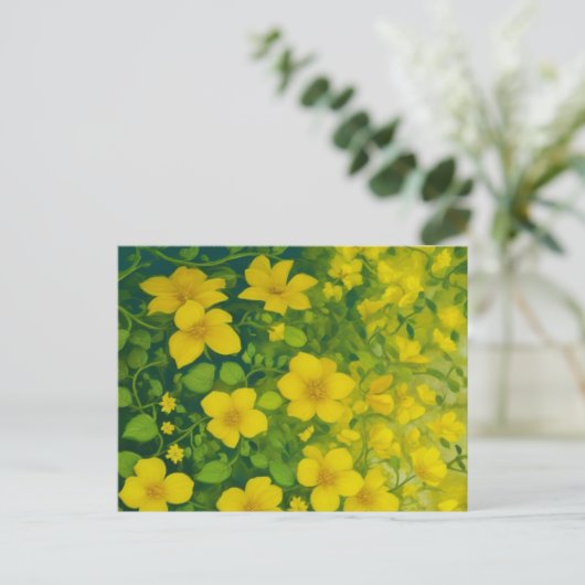 Gelbe wild lebende Blume Postkarte (Stehend Vorderseite)
