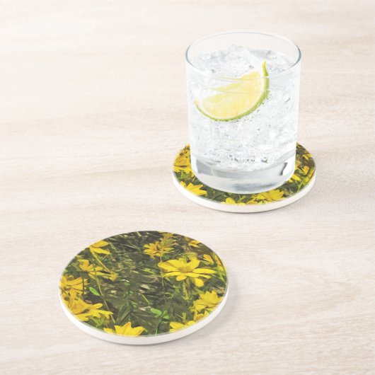 Gelbe Wildblume Abstrakt Untersetzer (Seite)