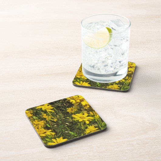 Gelbe Wildblume Abstrakt Untersetzer (Rechte Seite)