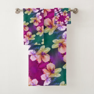 Gelbe Wildblume Abstraktes Kunstmuster Badhandtuch Set