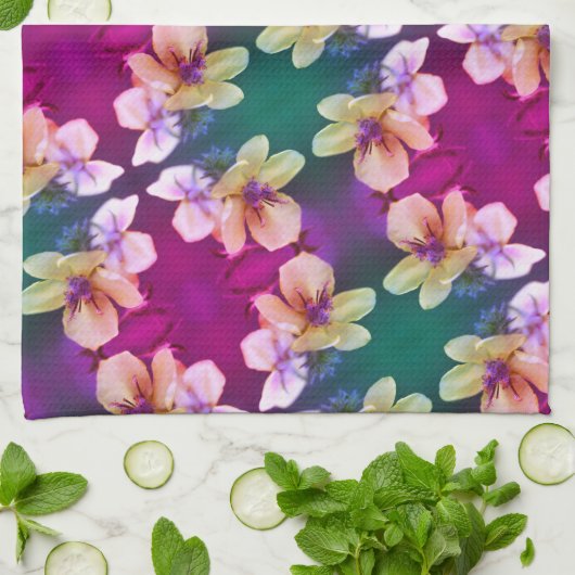 Gelbe Wildblume Abstraktes Kunstmuster Geschirrtuch (Gefaltet)