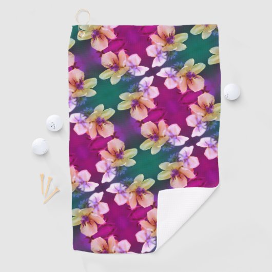 Gelbe Wildblume Abstraktes Kunstmuster Golfhandtuch (Insitu)