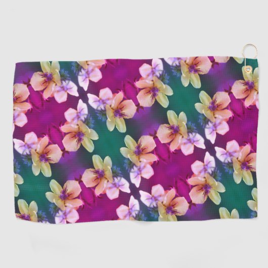 Gelbe Wildblume Abstraktes Kunstmuster Golfhandtuch (Horizontal)