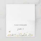 Gelbe Wildblume Bee Brautparty Platzkarte (Außenseite Aufgefaltet)