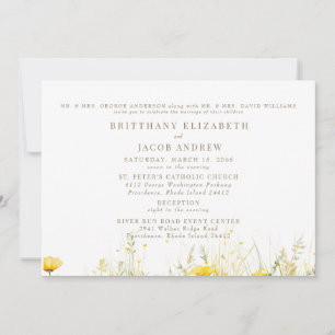 Gelbe Wildblume Beide Eltern 2 Ort Hochzeit II Einladung