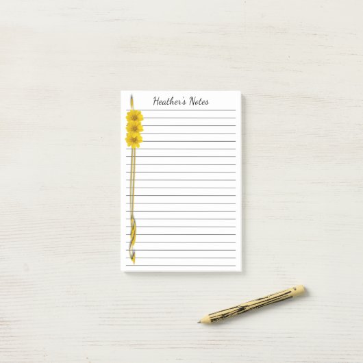 Gelbe Wildblume Bildcroll-Grenze Post-it Klebezettel (Auf Schreibtisch)