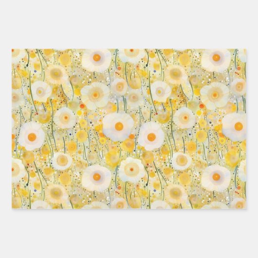 Gelbe Wildblume Blumenmuster Glücklicher Spaß Geschenkpapier Set (Vorderseite)