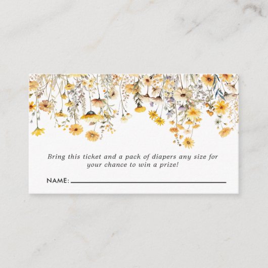 Gelbe Wildblume Boho Babydusche Windelwanne Raffel Begleitkarte (Vorderseite)