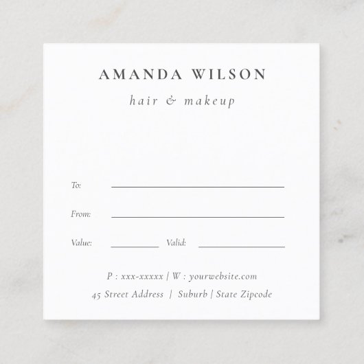 Gelbe Wildblume Boho Blumengeschenkgutschein Quadratische Visitenkarte (Rückseite)