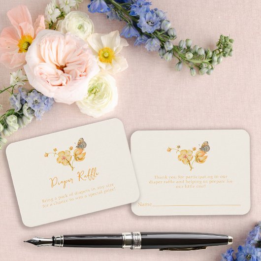 Gelbe Wildblume Butterfly Babydusche Begleitkarte