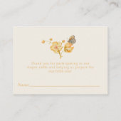 Gelbe Wildblume Butterfly Babydusche Begleitkarte (Rückseite)